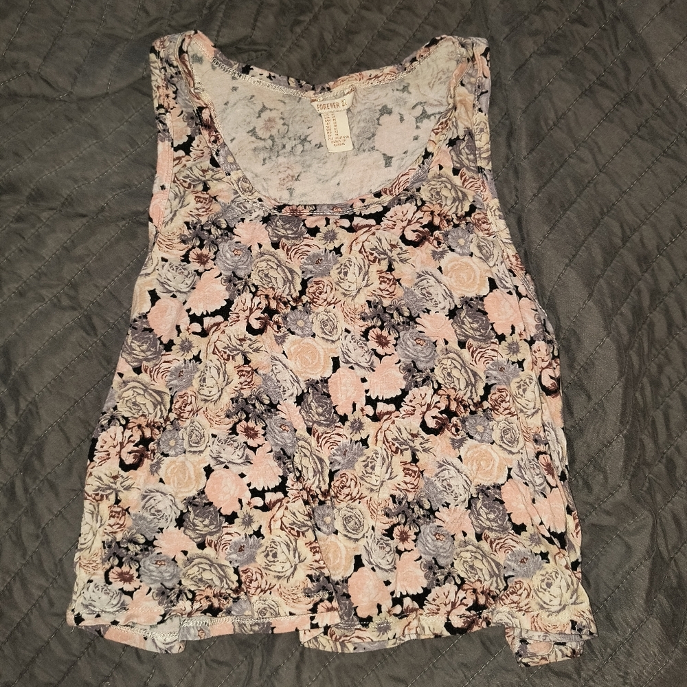 Floral cropped tank top c